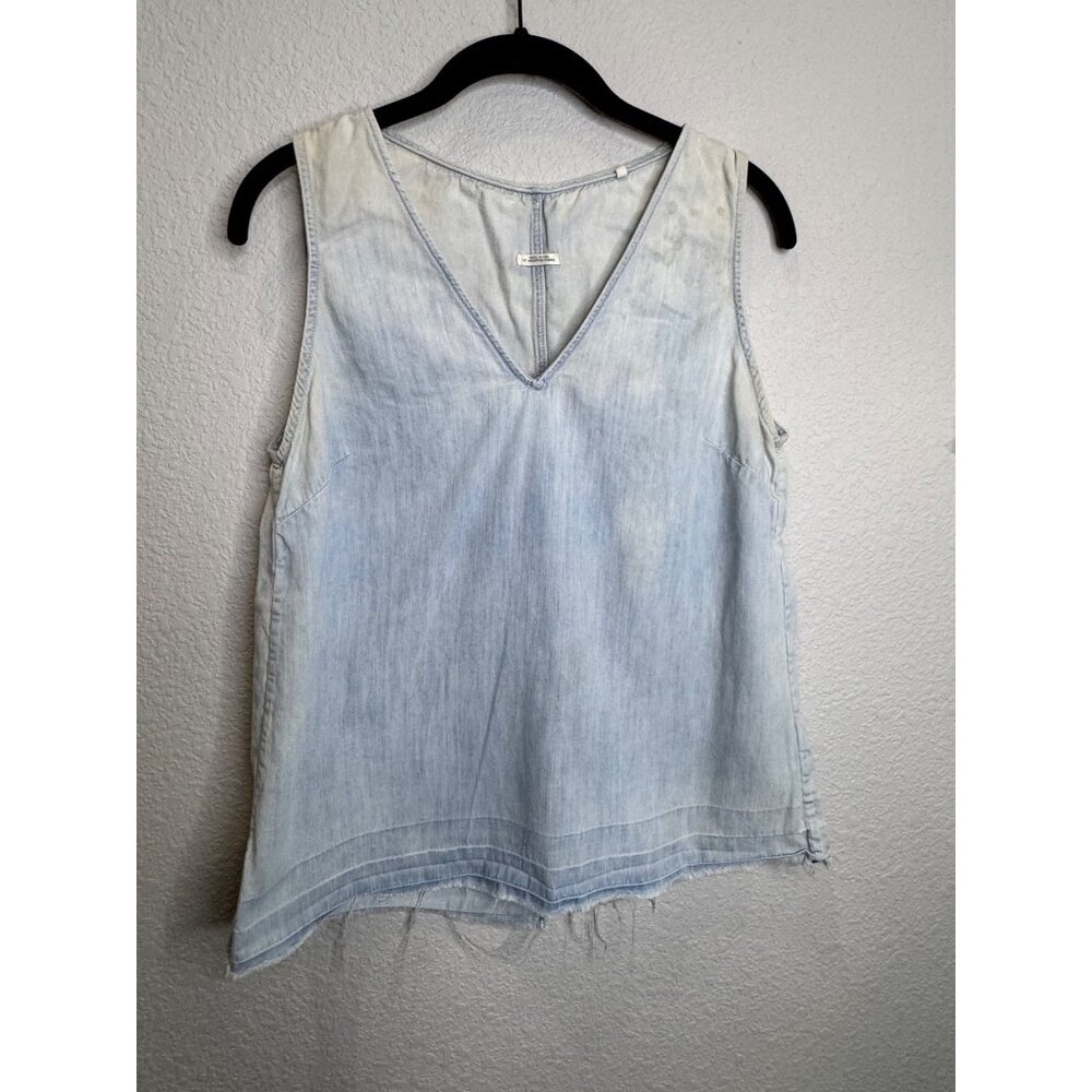 Rag & Bone Womens XS Light Blue Distressed Denim Tank Top Sleeveless Acid Wash R